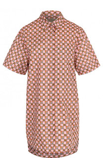 Хлопковая блуза с коротким рукавом и принтом Burberry
