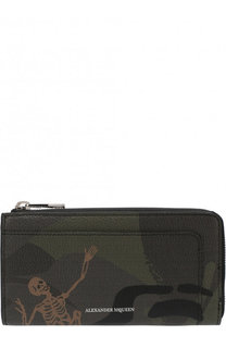 Кожаное портмоне Continental на молнии с принтом Alexander McQueen