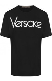 Хлопковая футболка с логотипом бренда Versace