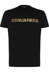 Хлопковая футболка с вышивкой пайетками Dsquared2