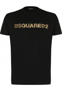 Хлопковая футболка с вышивкой пайетками Dsquared2