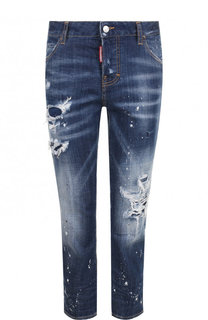 Укороченные джинсы прямого кроя с потертостями Dsquared2