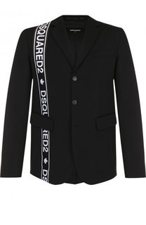 Однобортный пиджак из смеси шерсти и вискозы Dsquared2