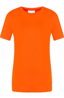 Однотонная хлопковая футболка с круглым вырезом Escada Sport