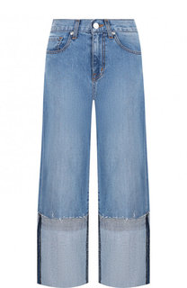 Укороченные джинсы с потертостями Oscar de la Renta