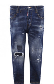 Укороченные джинсы прямого кроя с потертостями Dsquared2
