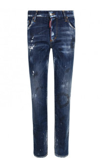 Укороченные джинсы прямого кроя с потертостями Dsquared2