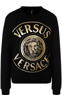 Хлопковый пуловер с логотипом бренда Versus Versace