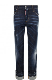 Укороченные джинсы с потертостями и отворотами Dsquared2