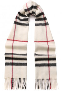Кашемировый шарф в клетку с бахромой Burberry