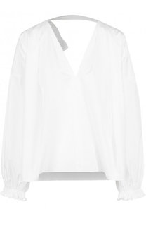 Однотонная хлопковая блуза с V-образным вырезом 3.1 Phillip Lim