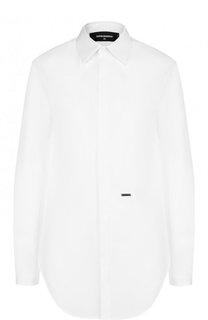Однотонная хлопковая блуза прямого кроя Dsquared2