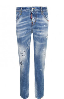 Укороченные джинсы прямого кроя с потертостями Dsquared2