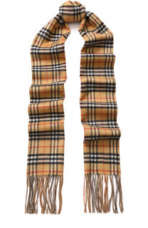 Кашемировый шарф в клетку с бахромой Burberry