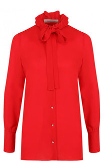 Однотонная шелковая блуза с воротником аскот Valentino