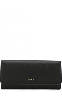 Кожаный кошелек с клапаном и логотипом бренда Furla