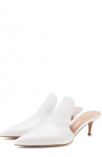 Кожаные мюли на каблуке kitten heel Gianvito Rossi