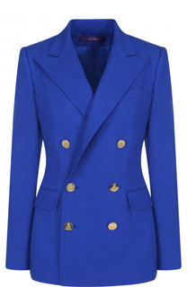 Однотонный двубортный жакет из кашемира Ralph Lauren