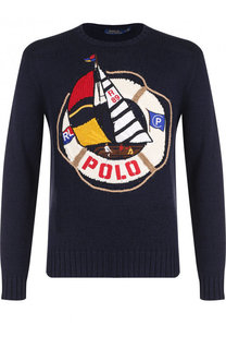 Джемпер из смеси хлопка и льна с аппликацией Polo Ralph Lauren