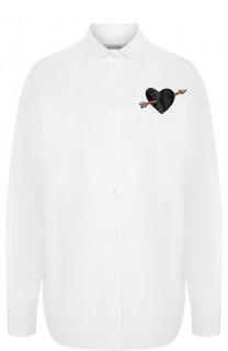 Однотонная хлопковая блуза с декоративной отделкой Valentino