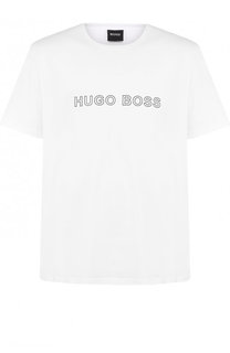 Хлопковая футболка с круглым вырезом BOSS