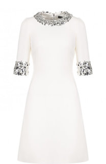 Приталенное шерстяное платье с пайетками Dolce & Gabbana