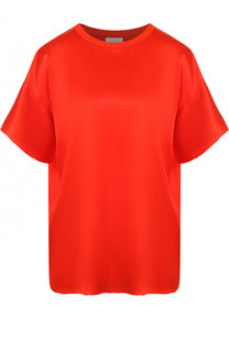 Однотонный шелковый топ с круглым вырезом Escada Sport