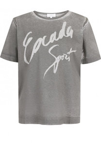Хлопковая футболка с круглым вырезом и принтом Escada Sport