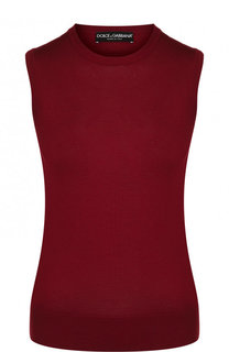 Однотонный шелковый топ с круглым вырезом Dolce & Gabbana