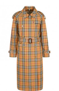 Хлопковое пальто прямого кроя с поясом Burberry