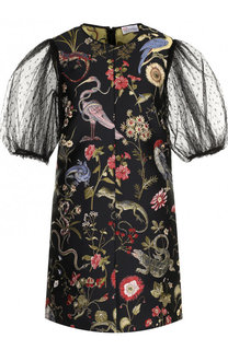 Мини-платье с круглым вырезом и декоративной вышивкой REDVALENTINO