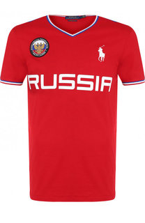 Хлопковая футболка с V-образным вырезом Polo Ralph Lauren