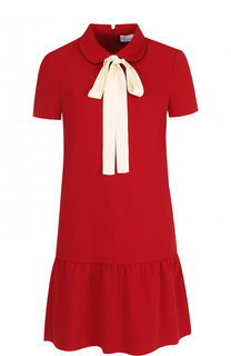 Однотонное мини-платье с контрастным бантом REDVALENTINO