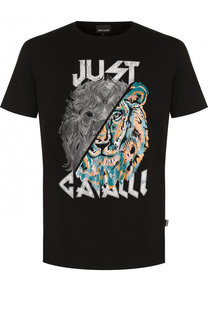 Хлопковая футболка с принтом Just Cavalli