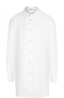 Удлиненная хлопковая блуза с оборкой REDVALENTINO
