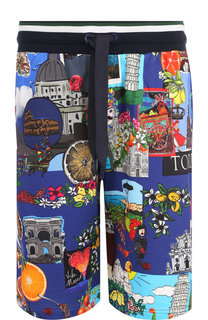 Хлопковые шорты прямого кроя с принтом Tour dItalie Dolce & Gabbana