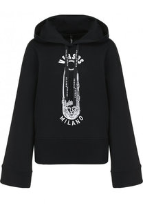 Хлопковый пуловер с капюшоном и принтом Versus Versace