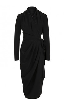 Однотонное шелковое платье с поясом и драпировкой Rick Owens