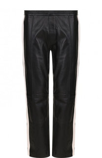 Кожаные брюки прямого кроя с поясом на резинке Dsquared2