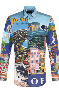 Хлопковая рубашка с принтом Portofino Dolce & Gabbana