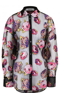 Полупрозрачная блуза с декоративной вышивкой MSGM