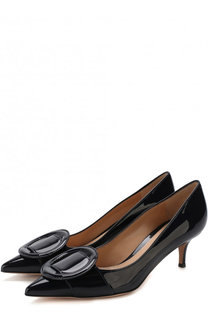 Лаковые туфли с пряжкой на каблуке kitten heel Gianvito Rossi
