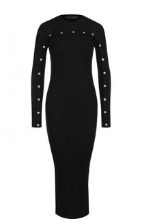 Шерстяное платье-миди с контрастными пуговицами Versace