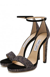 Босоножки Misty 120 с глиттером на шпильке Jimmy Choo