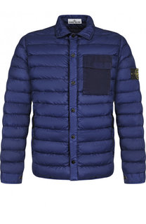Стеганый пуховик на кнопках с отложным воротником Stone Island