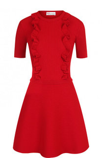 Однотонное приталенное мини-платье с оборками REDVALENTINO