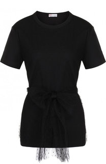 Хлопковая футболка с поясом и декоративной отделкой REDVALENTINO