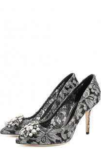 Кружевные туфли Rainbow Lace с брошью Dolce & Gabbana