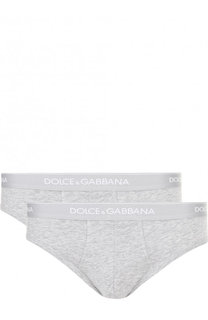 Комплект из двух хлопковых брифов с широкой резинкой Dolce & Gabbana