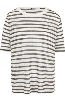 Футболка из смеси вискозы и льна с круглым вырезом T by Alexander Wang